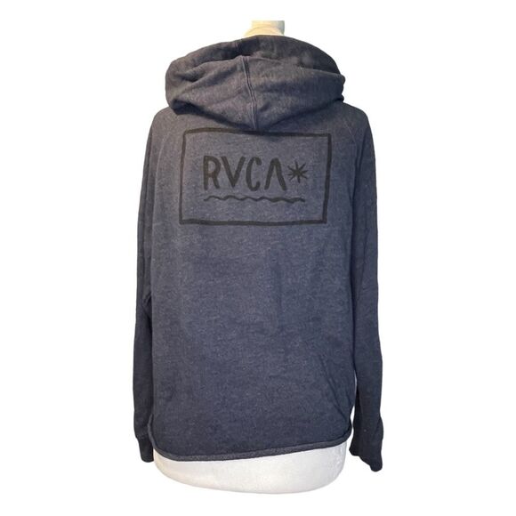 RVCA Logo Graphic Print Hoodie Sweatshirt Blue Fleece S - Picture 2 of 8